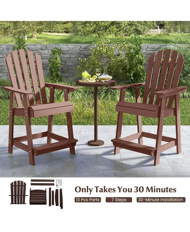 1 Pcs Tall Bar Stool Hdpe Patio Chair with Armrest Footrest Home Indoor Outdoor
