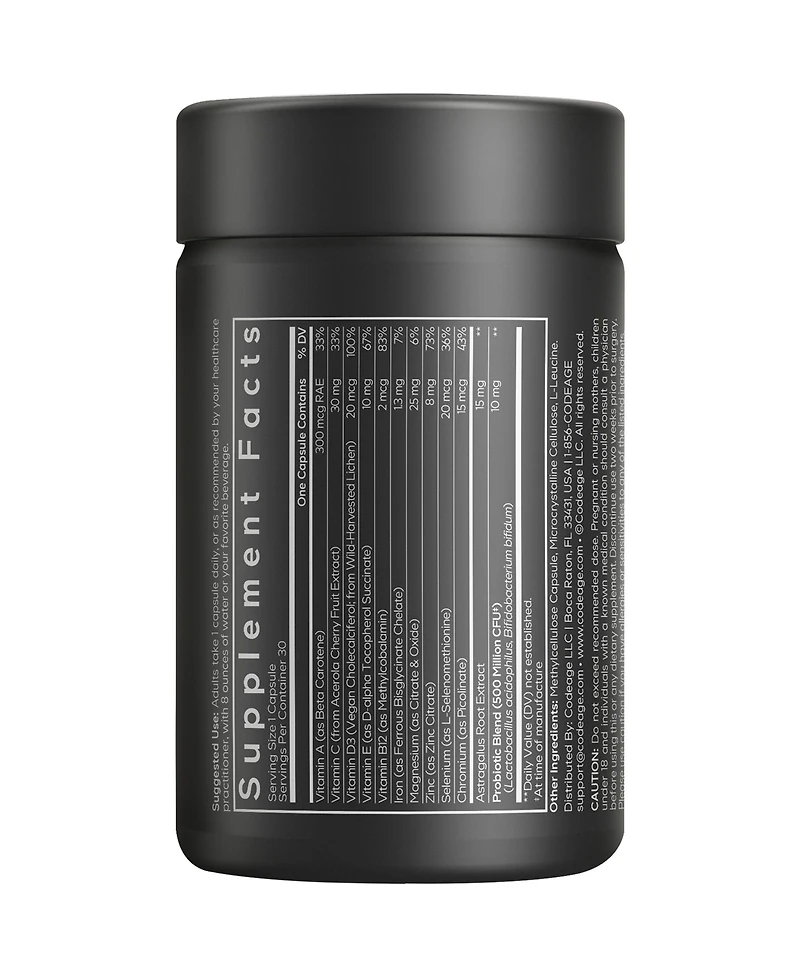 Codeage Men's Multivitamin - Daily Vitamins For Men with Vitamin A, C, D3, E, B12, Magnesium, Zinc, Iron, Chromium, Probiotics, Astragalus & More