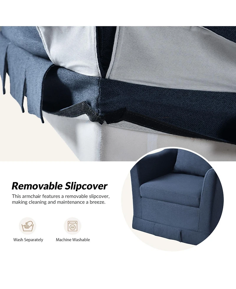 Terri Modern Slipcovered Swivel Armchair