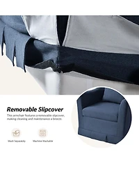 Terri Modern Slipcovered Swivel Armchair