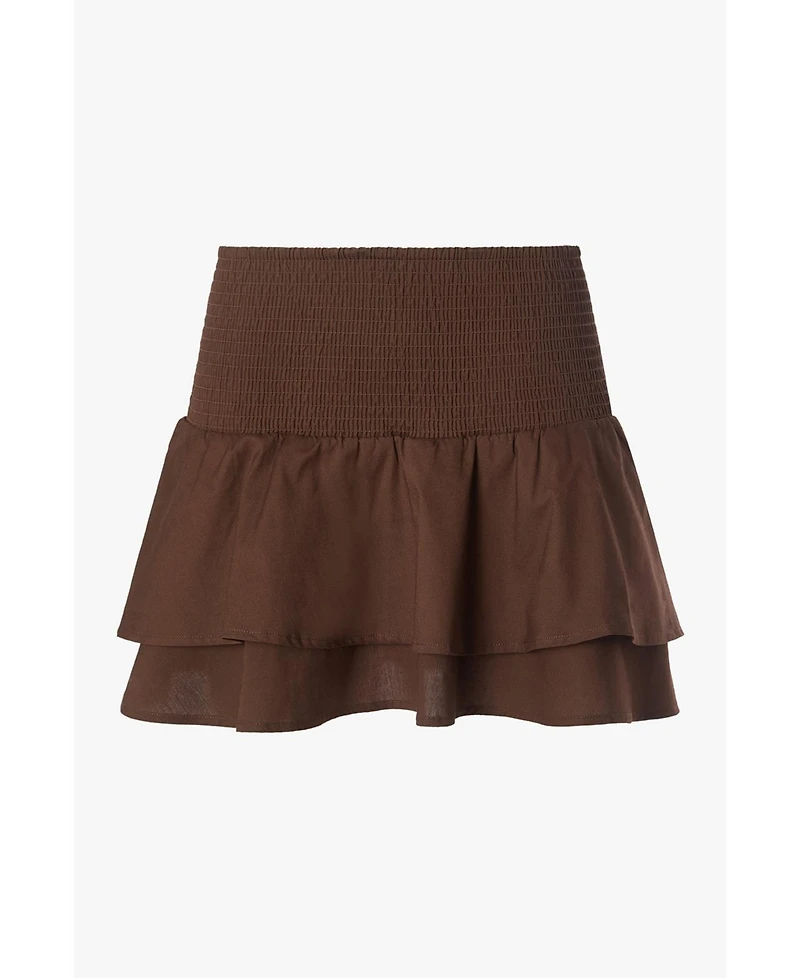 WeWoreWhat Women's Smocked Ruffle Mini Skirt