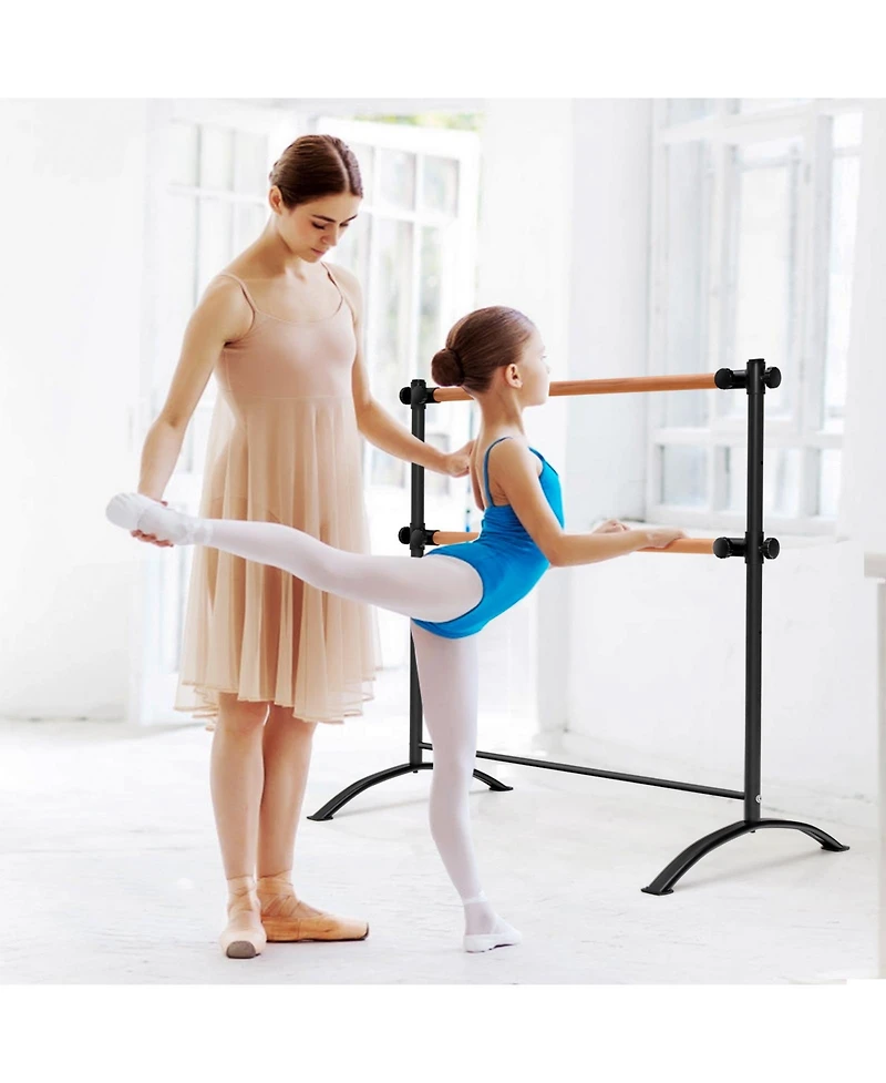 Portable Freestanding Double Ballet Barre for Home Dance and Stretching