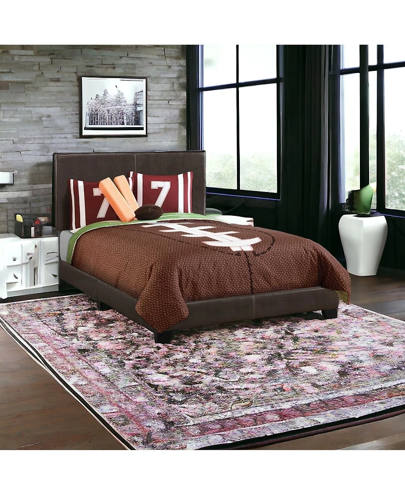 Solid and Manufactured Wood Full Upholstered Faux Leather Bed Frame
