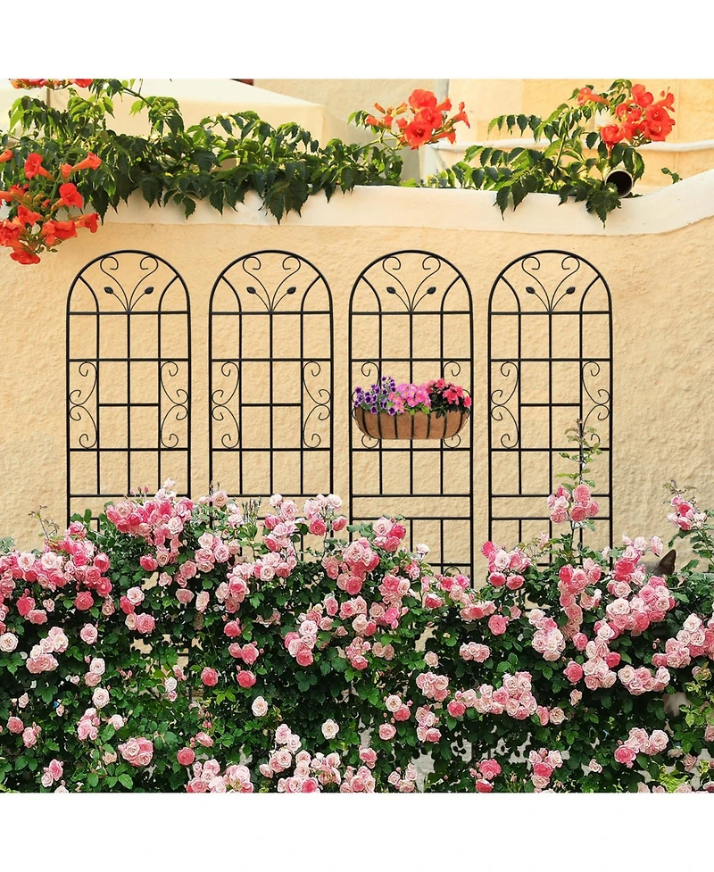 Streamdale 4-Pack Metal Garden Trellis, 86,7" Rustproof, Black