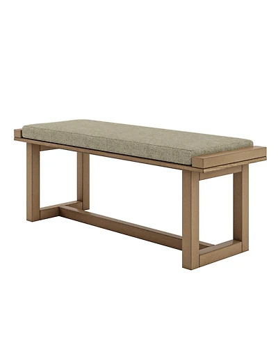 Irene Contemporary Solid Wood Dining Bench with Linen Upholstered