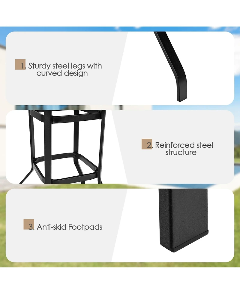 Gymax 5PCS Patio Bar Stool & Table Set Outdoor Bistro Furniture Set w/ Cushions