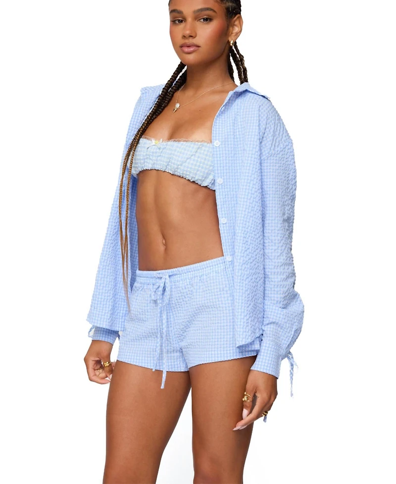Edikted Women's Lira Oversized Gingham Button Up Shirt