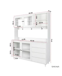 Streamdale Large White Kitchen Hutch with Microwave Shelf