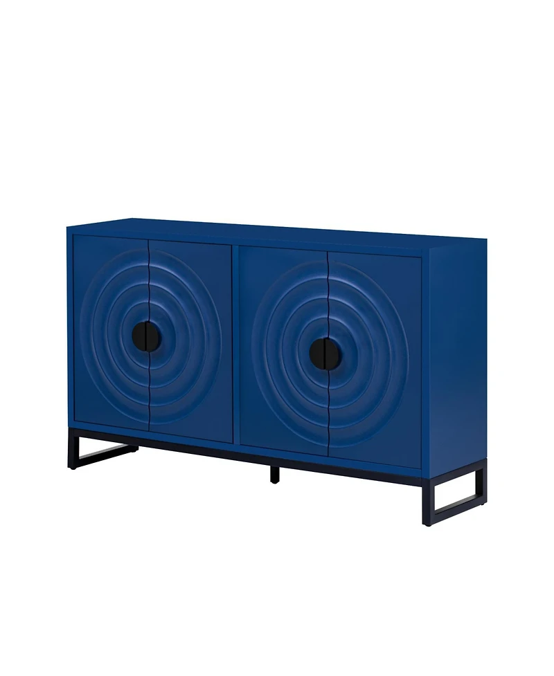 Streamdale Rubberwood Veneer Sideboard Cabinet with Adjustable Shelves