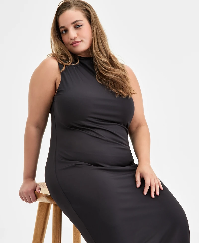 Bar Iii Trendy Plus Mock-Neck Midi Dress, Exclusively at Macy's