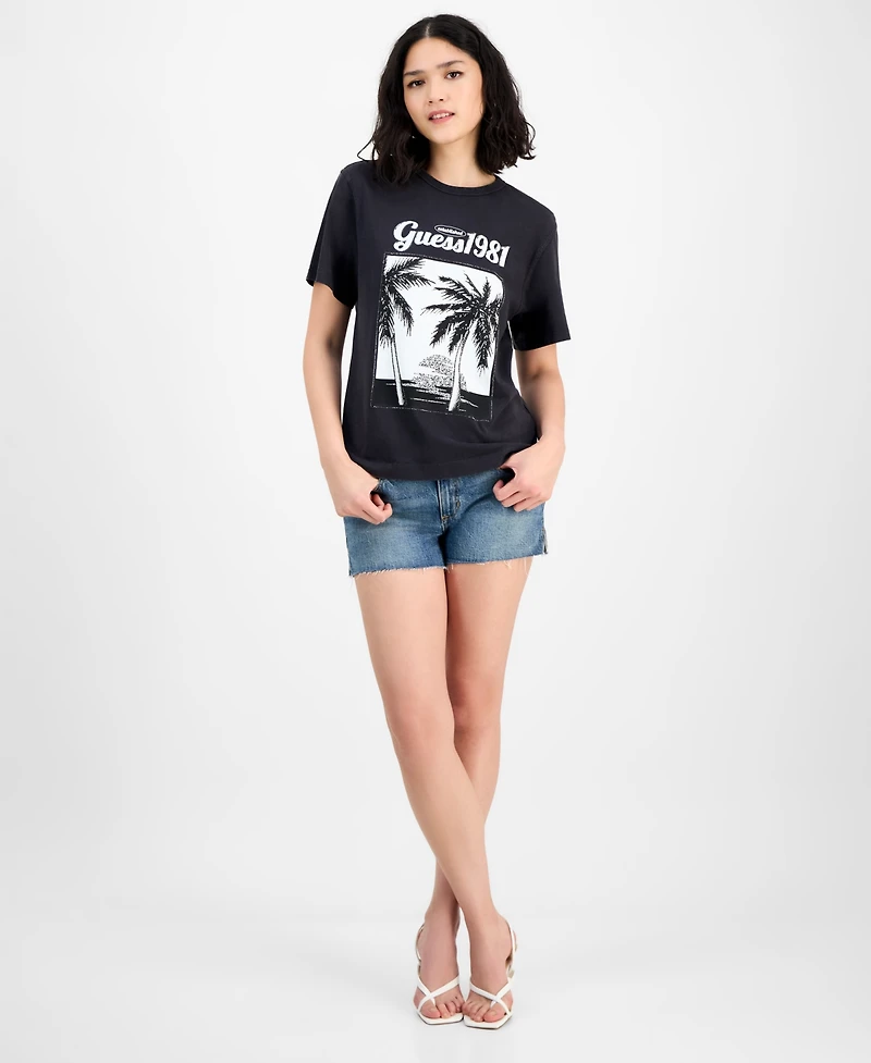 Guess Women's Palm Print Crewneck T-Shirt