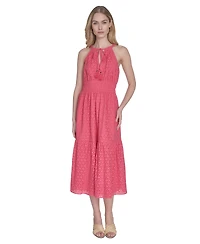 Vince Camuto Women's Cotton Sleeveless Eyelet Midi Dress