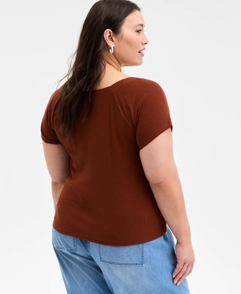 On 34th Trendy Plus Snap-Front T-Shirt, Exclusively at Macy's