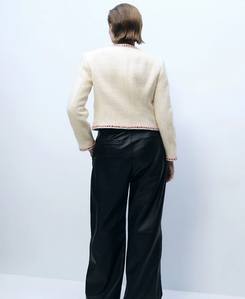 Mango Women's Contrasting Trims Tweed Jacket