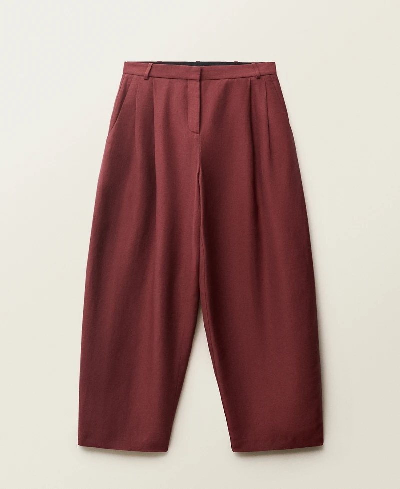 Mango Women's Wide Leg Linen-Blend Suit Pants