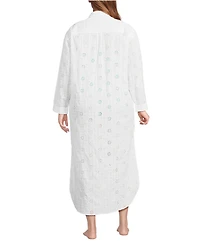 Lands' End Plus Eyelet Button Down Maxi Cover-up Dress