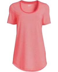 Lands' End Women's Short Sleeve Power Performance Scoop Neck Curved Hem Tunic Tee