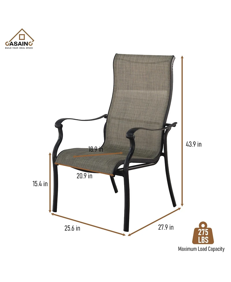 Casainc Pvc-Coated Polyester Fabric Cast Aluminum Frame Dining Chair (Set of 4)