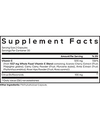 Codeage Whole Food Vitamin C Supplement - Acerola Cherry, Camu Camu, Amla Berry & Rose Hips Blend - Citrus Bioflavonoids
