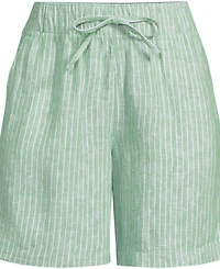 Lands' End Women's Linen High Rise Pull On 7" Shorts