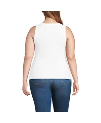 Lands' End Plus Drapey Rib Fitted Tank Top