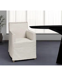 Slipcovered Wood Dining Arm Chair for Kitchen or Dining Room Seating