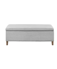 Rectangular Upholstered Storage Bench with Soft Close Lid, Solid Wood Legs for Entryway, Bedroom, or Living Room-The Pop Home