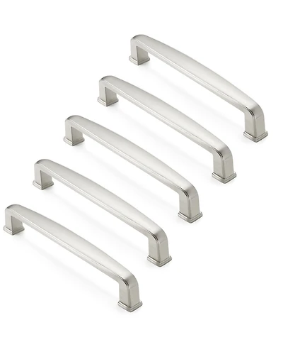 Cauldham 5 Pack Solid Kitchen Cabinet Handles (5" Hole Centers) - Drawer/Door Hardware - Style T765 - Satin Nickel