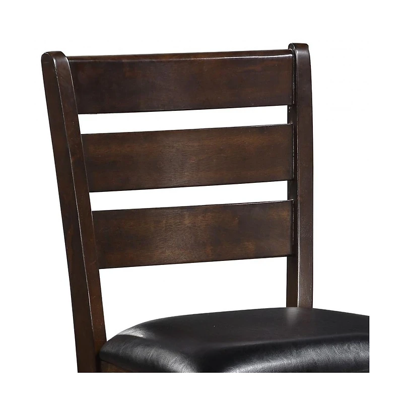 Set of Two Faux Leather And Solid Wood Counter Height Bar Chairs