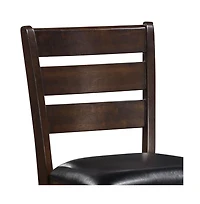 Set of Two Faux Leather And Solid Wood Counter Height Bar Chairs