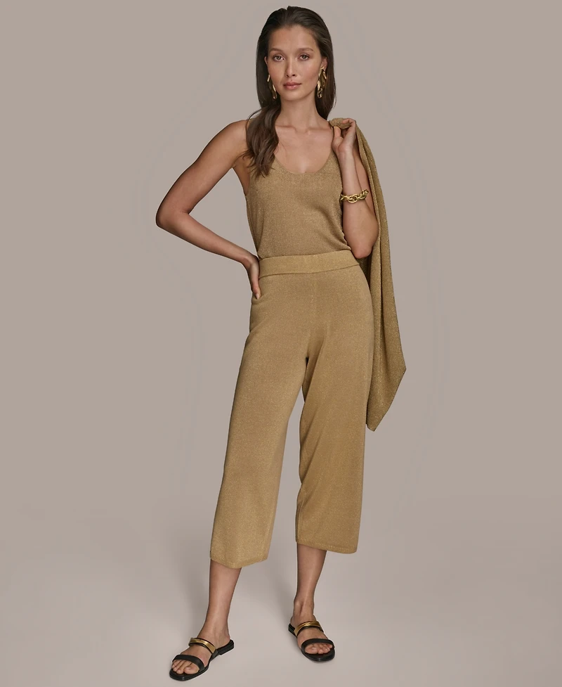 Donna Karan New York Women's Cropped Metallic Knit Pull-On Pants
