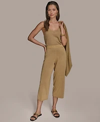 Donna Karan New York Women's Cropped Metallic Knit Pull-On Pants