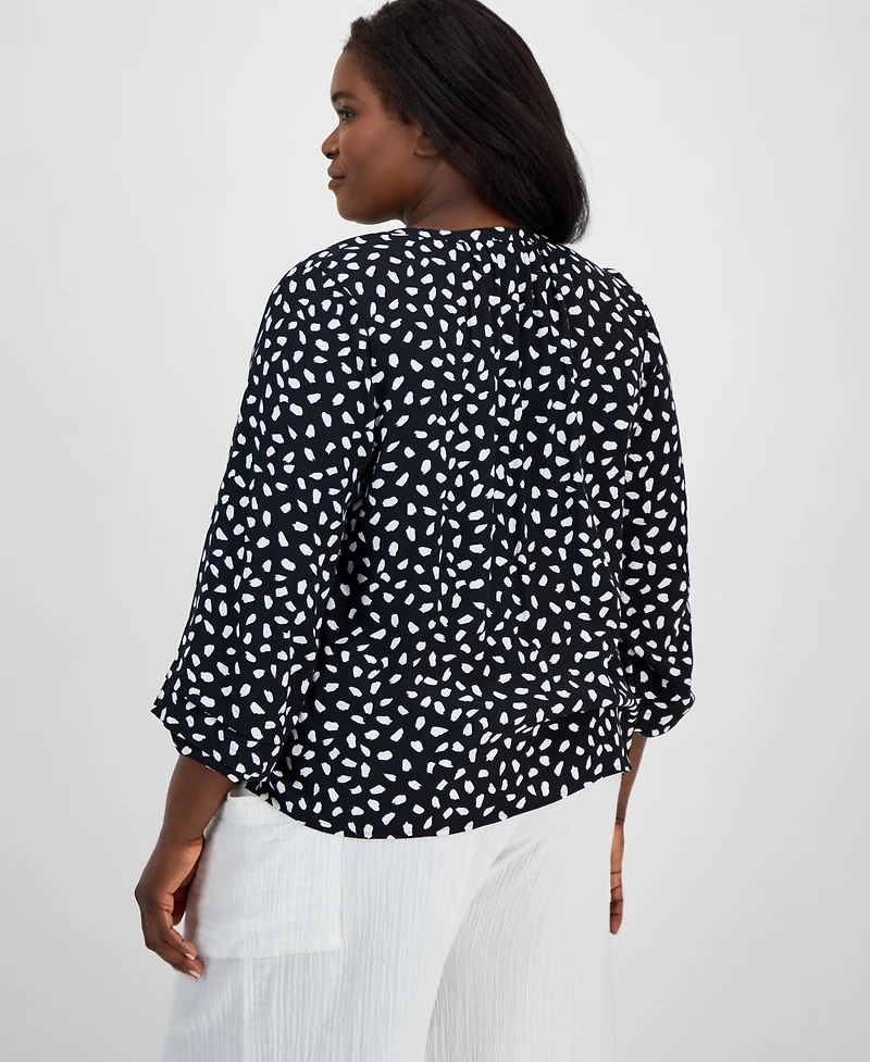 On 34th Trendy Plus Paint Dot Button-Front Blouse, Exclusively at Macy's