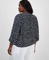 On 34th Trendy Plus Paint Dot Button-Front Blouse, Exclusively at Macy's