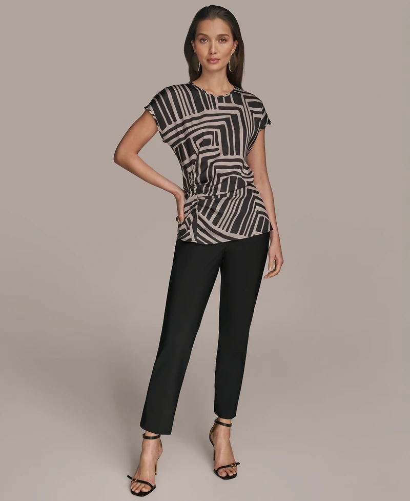 Donna Karan New York Women's Cap-Sleeve Printed Top