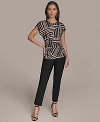 Donna Karan New York Women's Cap-Sleeve Printed Top