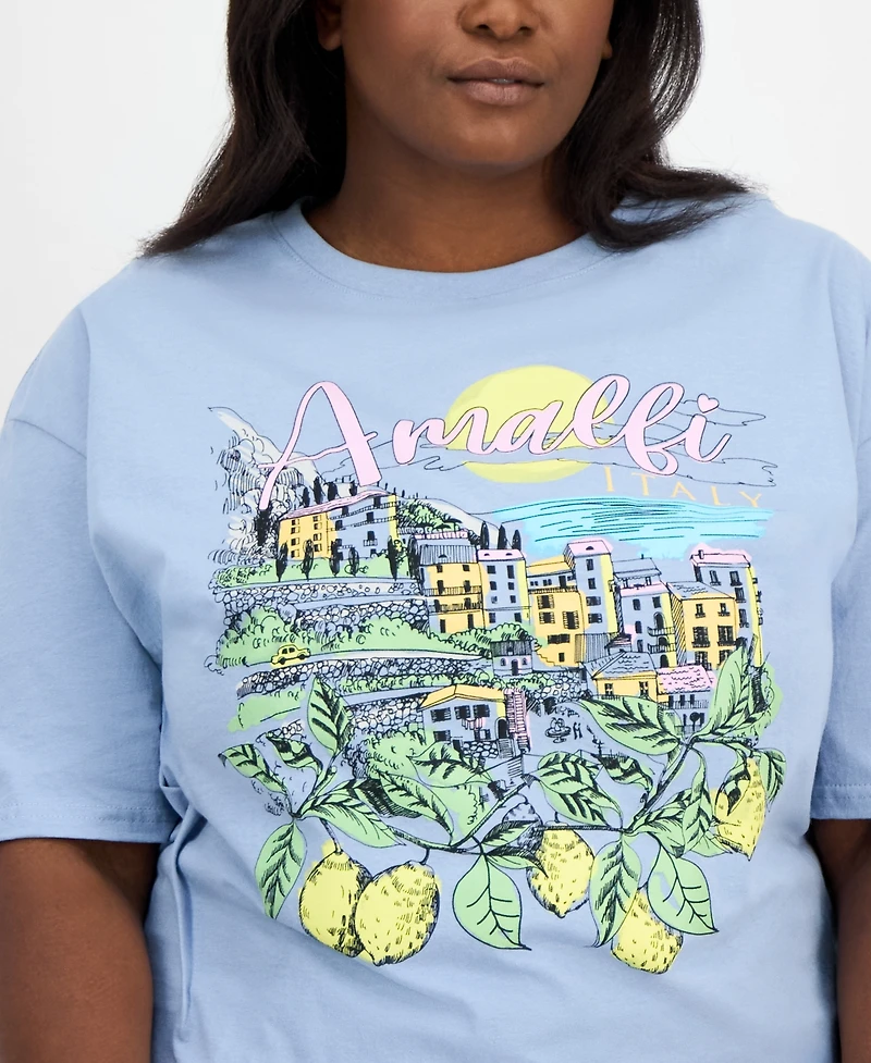 Rebellious One Trendy Plus Cotton Short-Sleeve Amalfi Graphic T-Shirt
