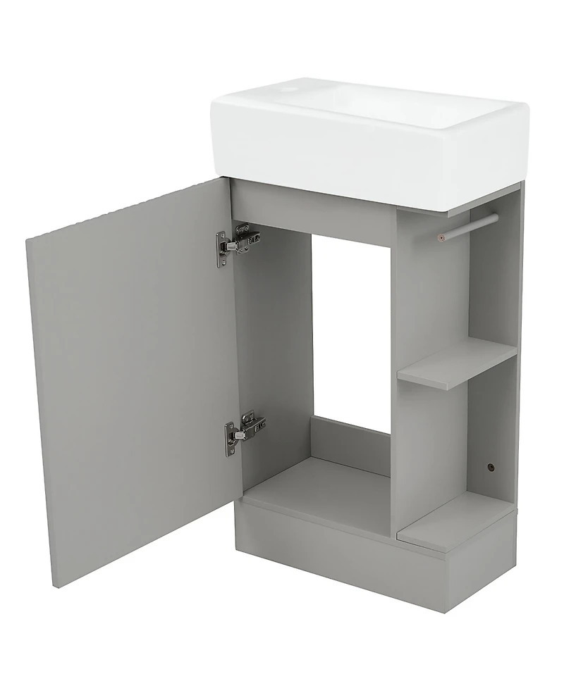 Streamdale 18.6" Bathroom Vanity with Sink, Bathroom Vanity Cabinet with Two-tier Shelf, Left or Right Orientation, Grey