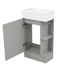 Streamdale 18.6" Bathroom Vanity with Sink, Bathroom Vanity Cabinet with Two-tier Shelf, Left or Right Orientation, Grey