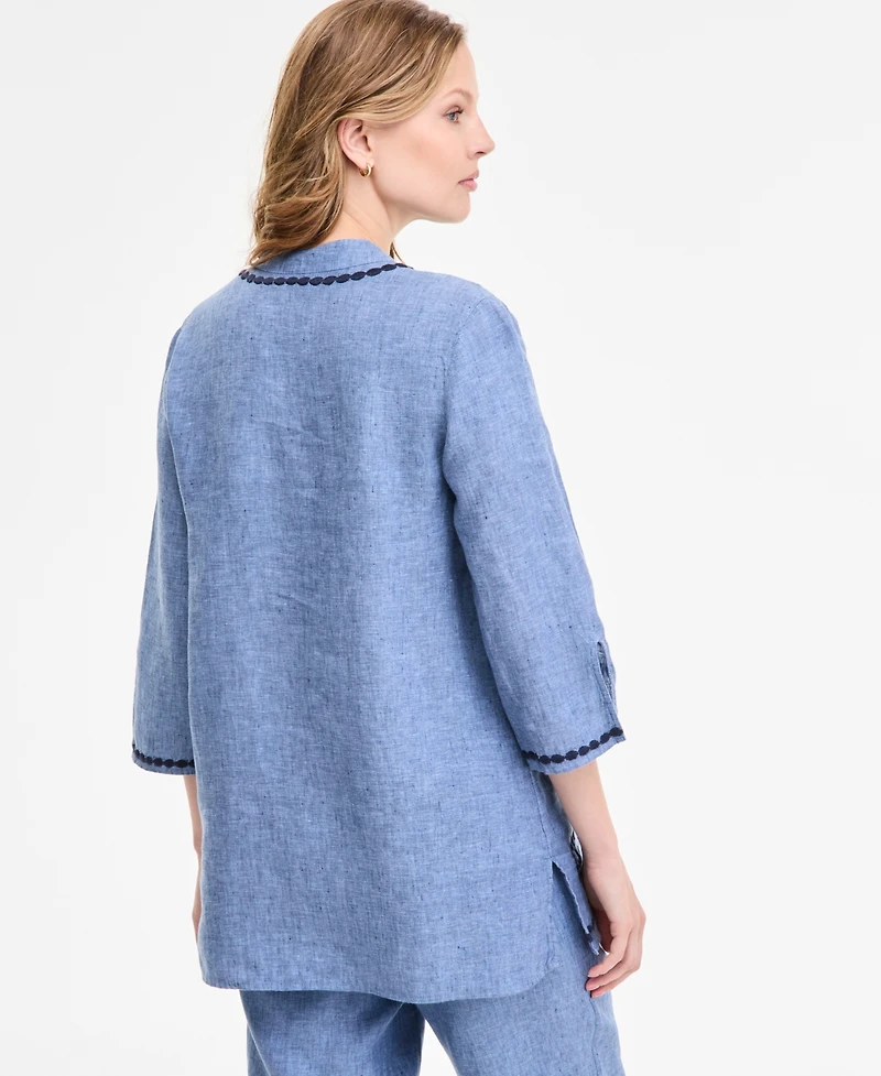 Charter Club Women's 100% Linen 3/4-Sleeve Tunic Top, Exclusively at Macy's