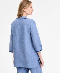 Charter Club Women's 100% Linen 3/4-Sleeve Tunic Top, Exclusively at Macy's