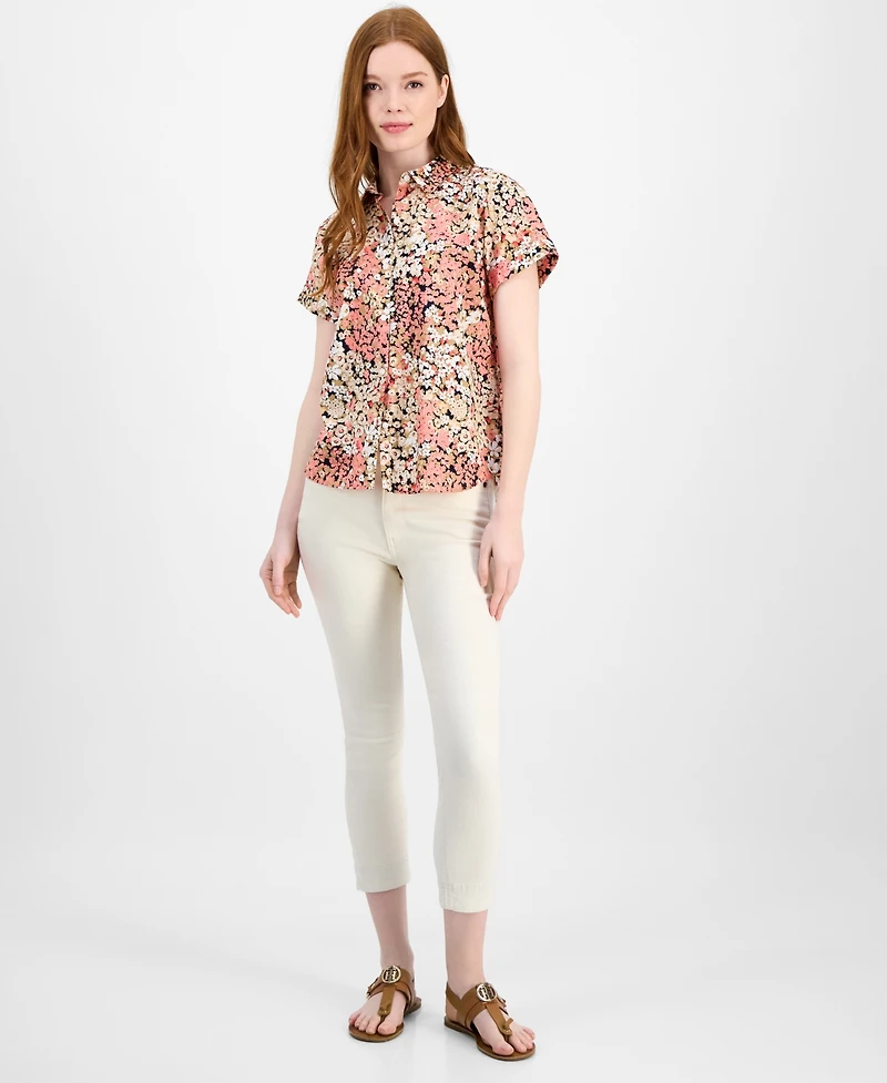 Tommy Hilfiger Women's Floral-Print Cotton Modern Camp Shirt