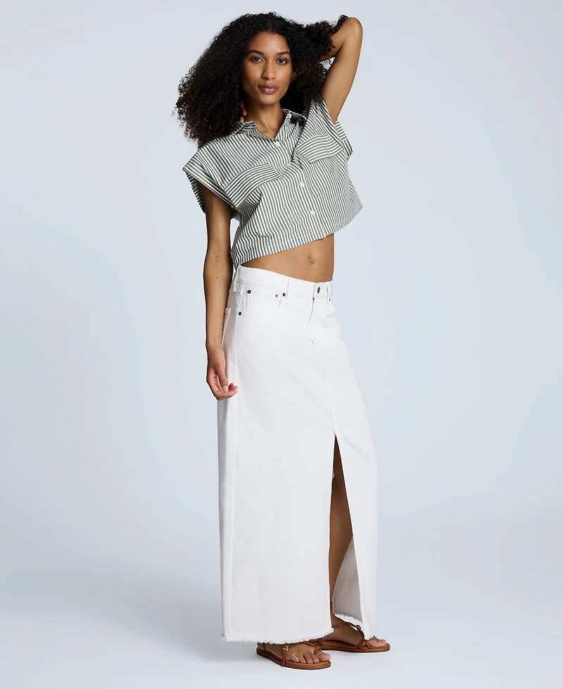 Kenneth Cole Women's Fray-Hem Slit-Front Maxi Skirt