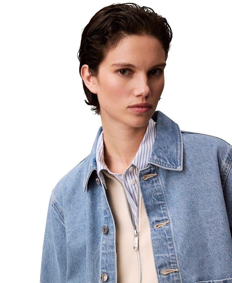 Calvin Klein Jeans Women's Cuffed Long-Sleeve Denim Jacket