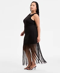 Bar Iii Plus Size Fringe Halter Dress, Exclusively at Macy's