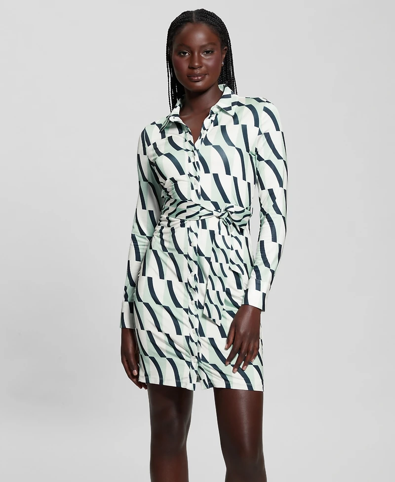 Guess Women's Zora Button-Front Long-Sleeve Dress