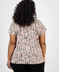 Kasper Plus Abstract-Print Top