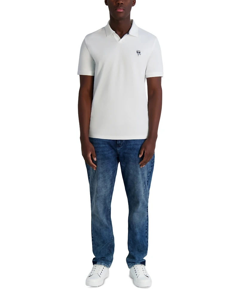 Karl Lagerfeld Paris Men's Short Sleeve Head Logo Pique Polo Shirt
