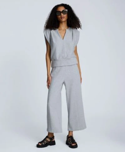 Kenneth Cole Womens Pleated Shoulder Split Neck Tank Top High Rise Pull On Wide Leg Pants