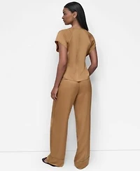 Dkny Womens Glazed Dressing Flutter Sleeve Top Pants